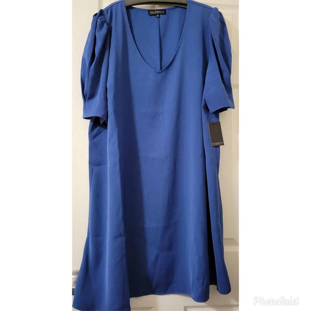 Blue puff sleeve dress